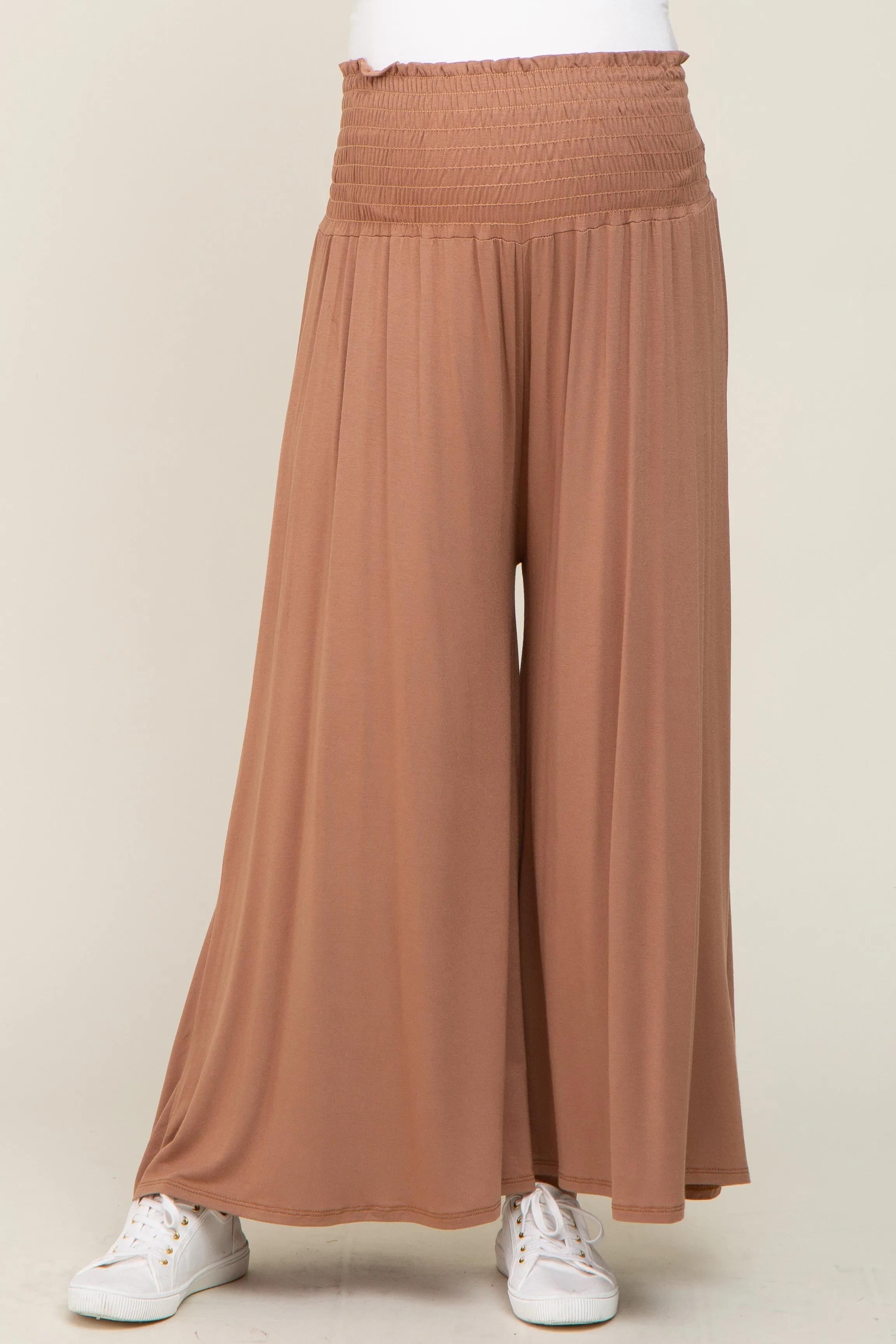 Mocha Smocked Wide Leg Maternity Pants sold by Pinkblush product image thumbnail 2