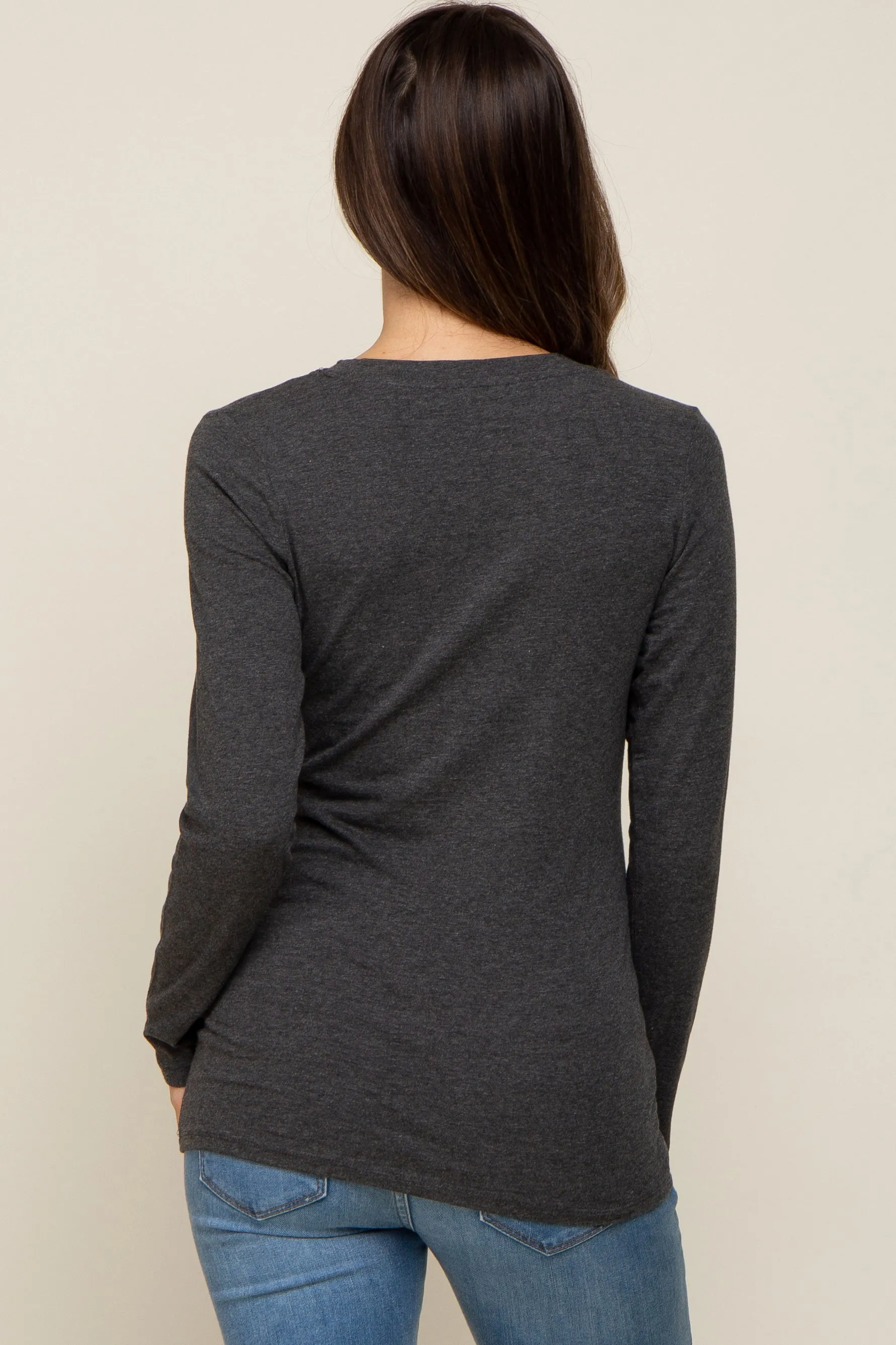 Charcoal Fitted Long Sleeve Maternity Top sold by Pinkblush product image thumbnail 3