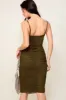 Olive Ruched Mesh Square Neck Midi Dress sold by Pinkblush