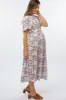 Pink Floral Pleated Maternity Midi Dress sold by Pinkblush