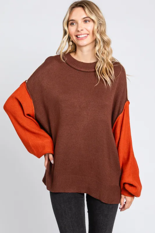 Brown Multi-Color Knit Sweater sold by Pinkblush