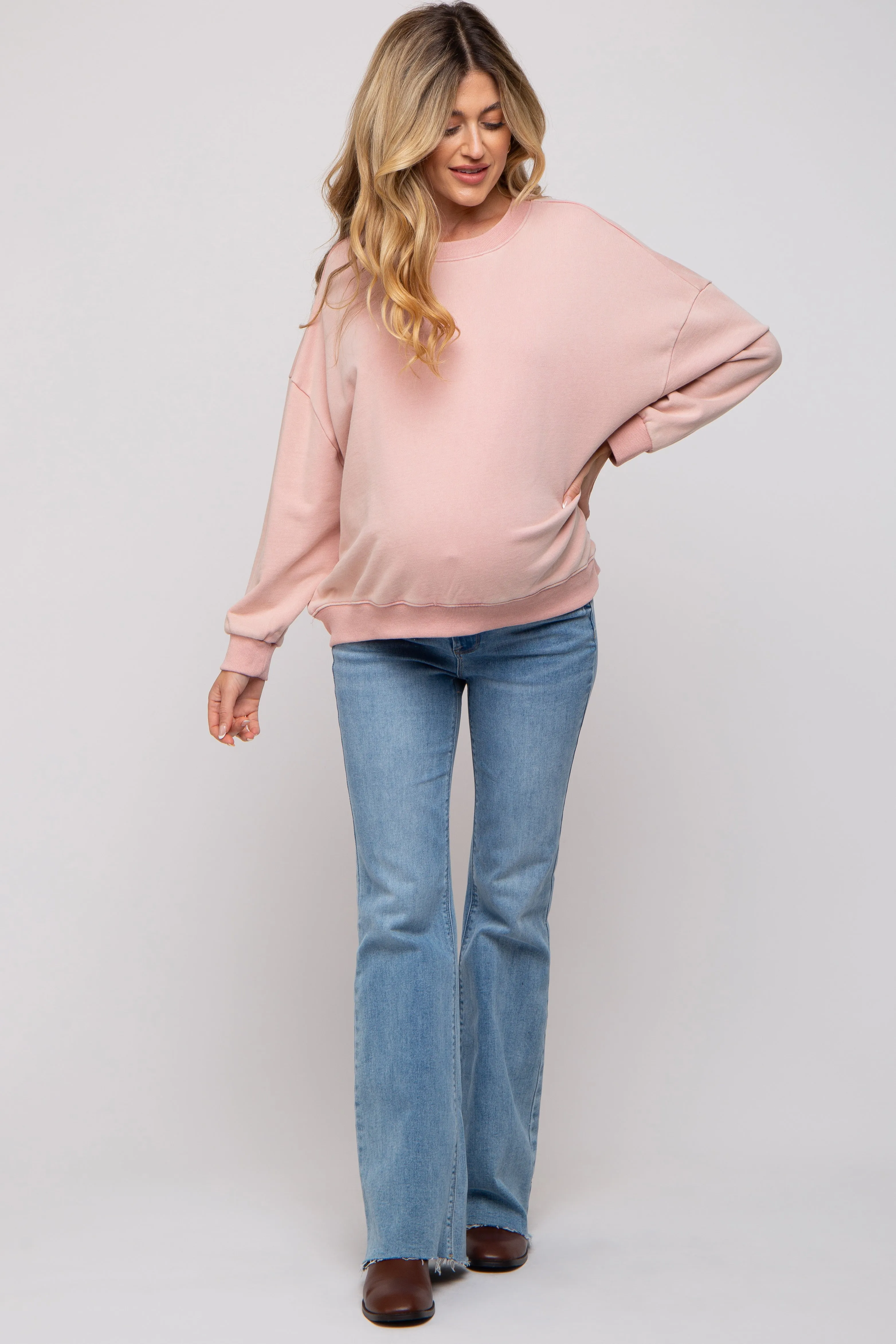 Pink Dropped Shoulder Maternity Sweatshirt sold by Pinkblush product image thumbnail 4