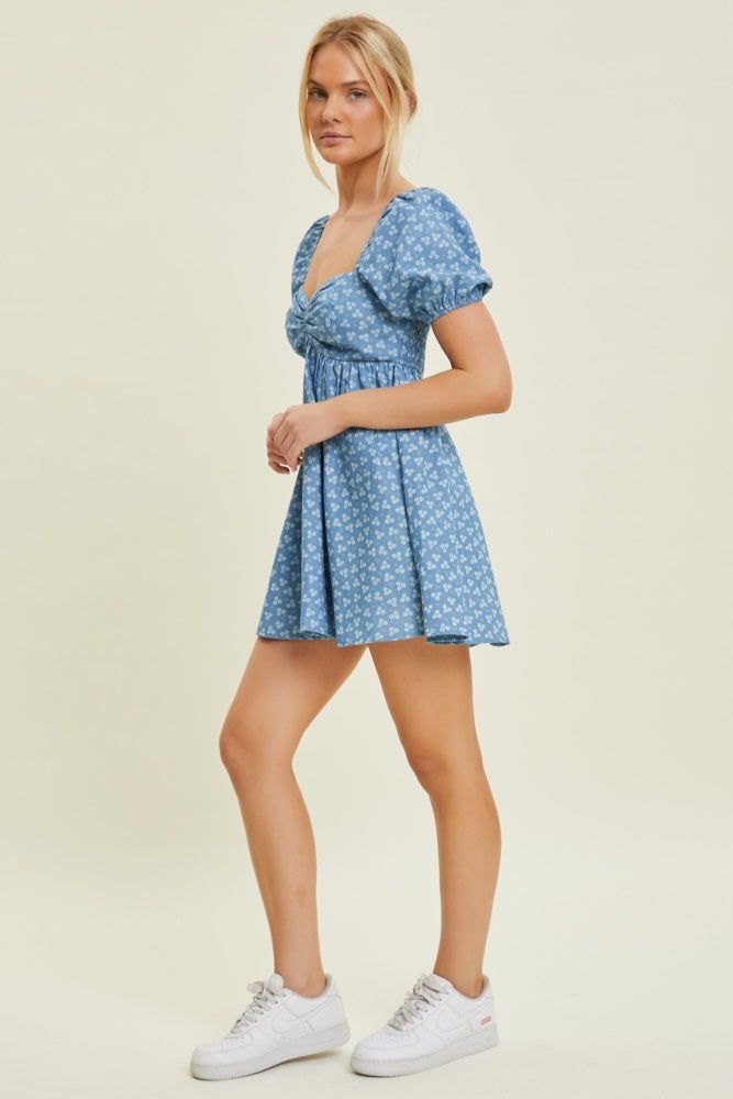 Denim Chambray Babydoll Romper sold by Pinkblush product image thumbnail 2