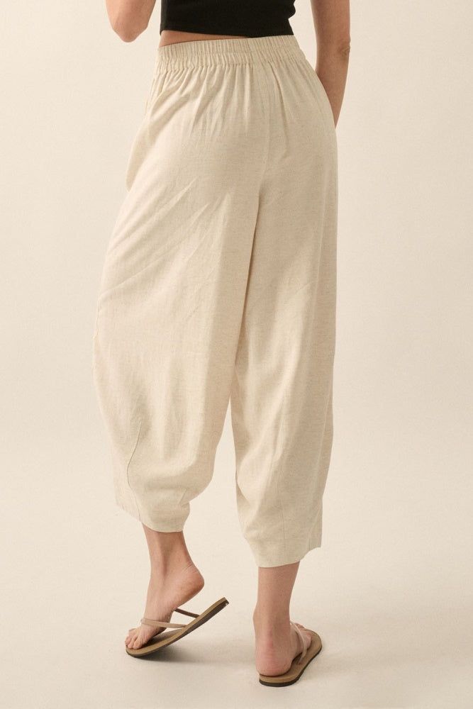 Oatmeal Solid Woven Pleated-Front Wide Leg Pants sold by Pinkblush product image thumbnail 3