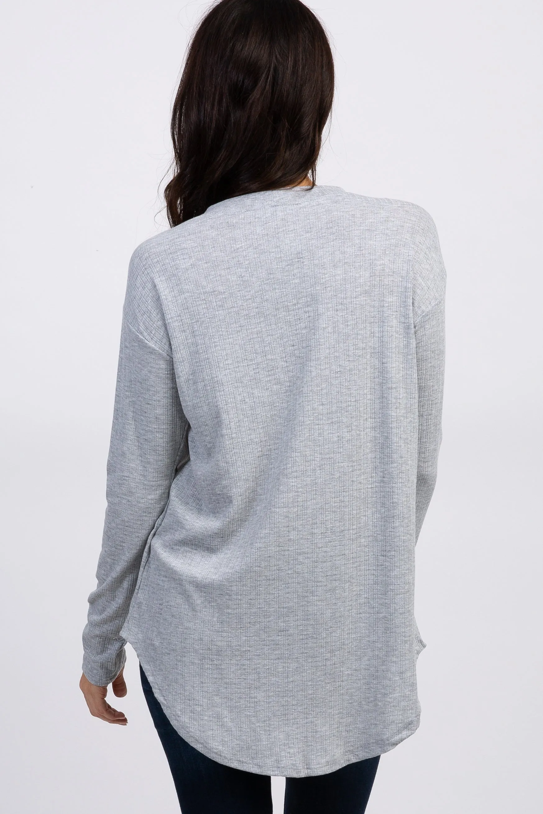 Heather Grey Long Sleeve Ribbed Top sold by Pinkblush product image thumbnail 3