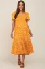 Yellow Floral Smocked Maternity Midi Dress sold by Pinkblush