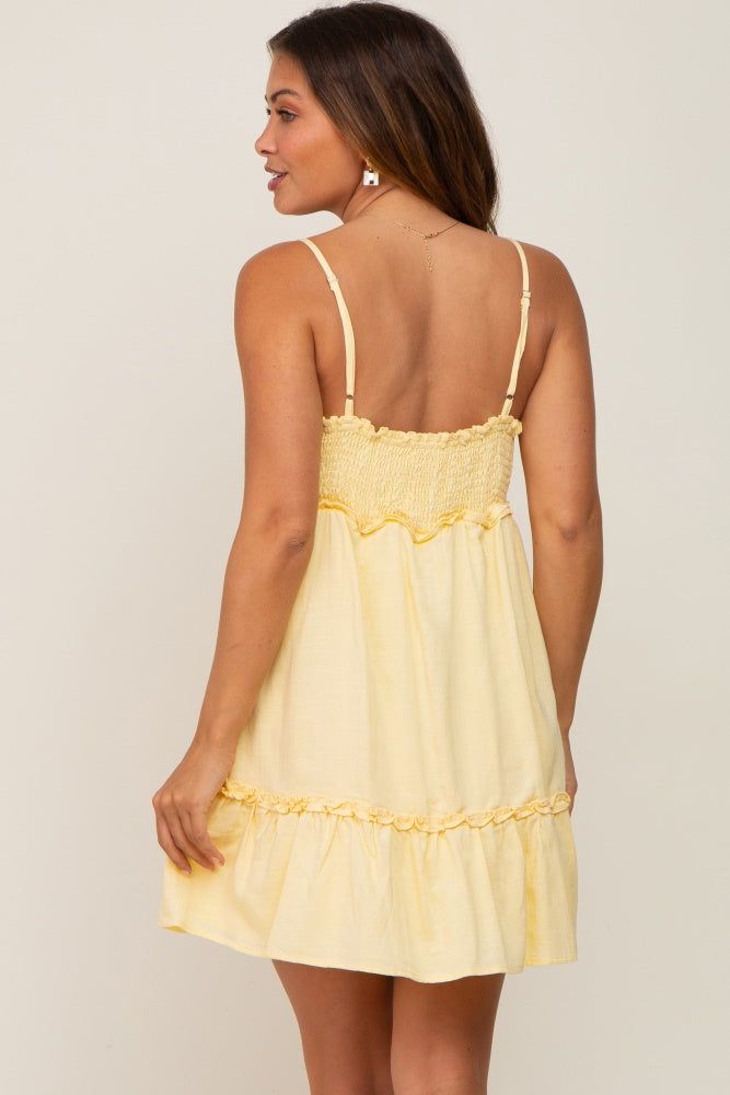 Yellow Strapless Ruffle Accent Maternity Mini Dress sold by Pinkblush product image thumbnail 3
