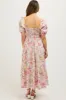 Lavender Floral Pleated Puff Sleeve Maternity Midi Dress sold by Pinkblush