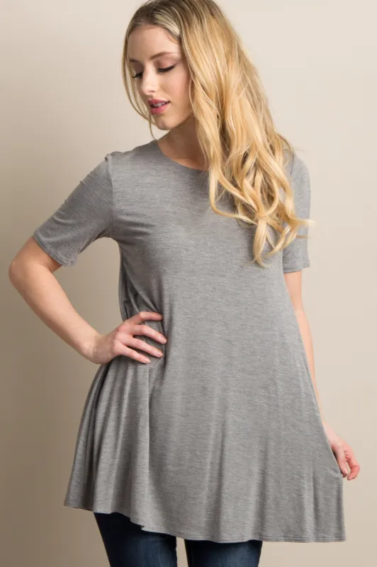 Heather Grey Basic Short Sleeve Top sold by Pinkblush