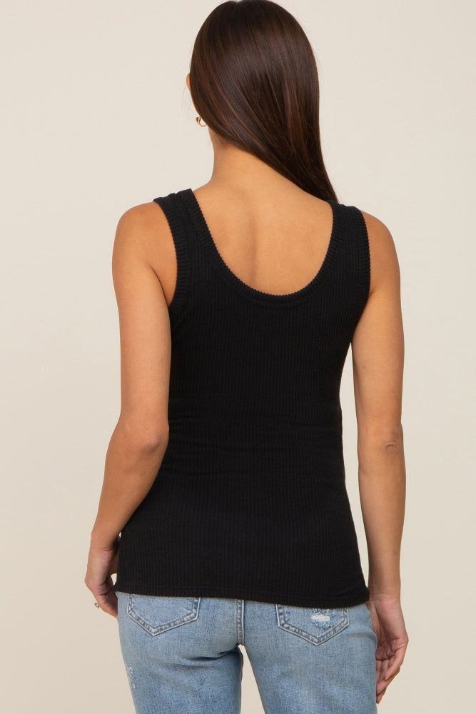 Black Ribbed V-Neck Sleeveless Maternity Top sold by Pinkblush product image thumbnail 3