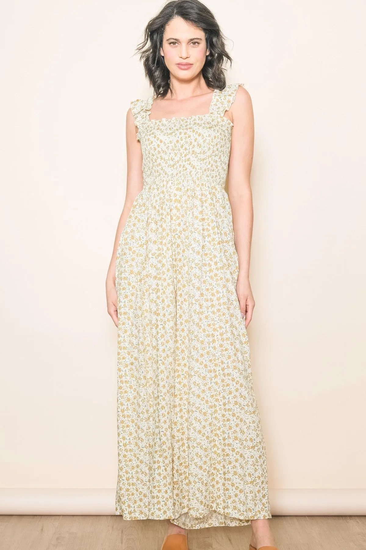 Cream Floral Flowy Jumpsuit sold by Pinkblush product image thumbnail 3