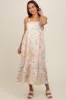 Multi-Color Floral Eyelet Square Neck Maternity Midi Dress sold by Pinkblush