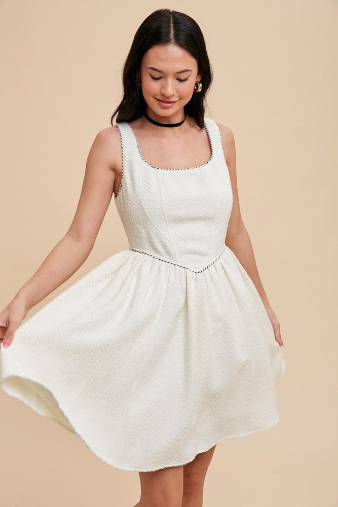 Ivory Tweed Puff Mini Dress sold by Pinkblush product image thumbnail 2