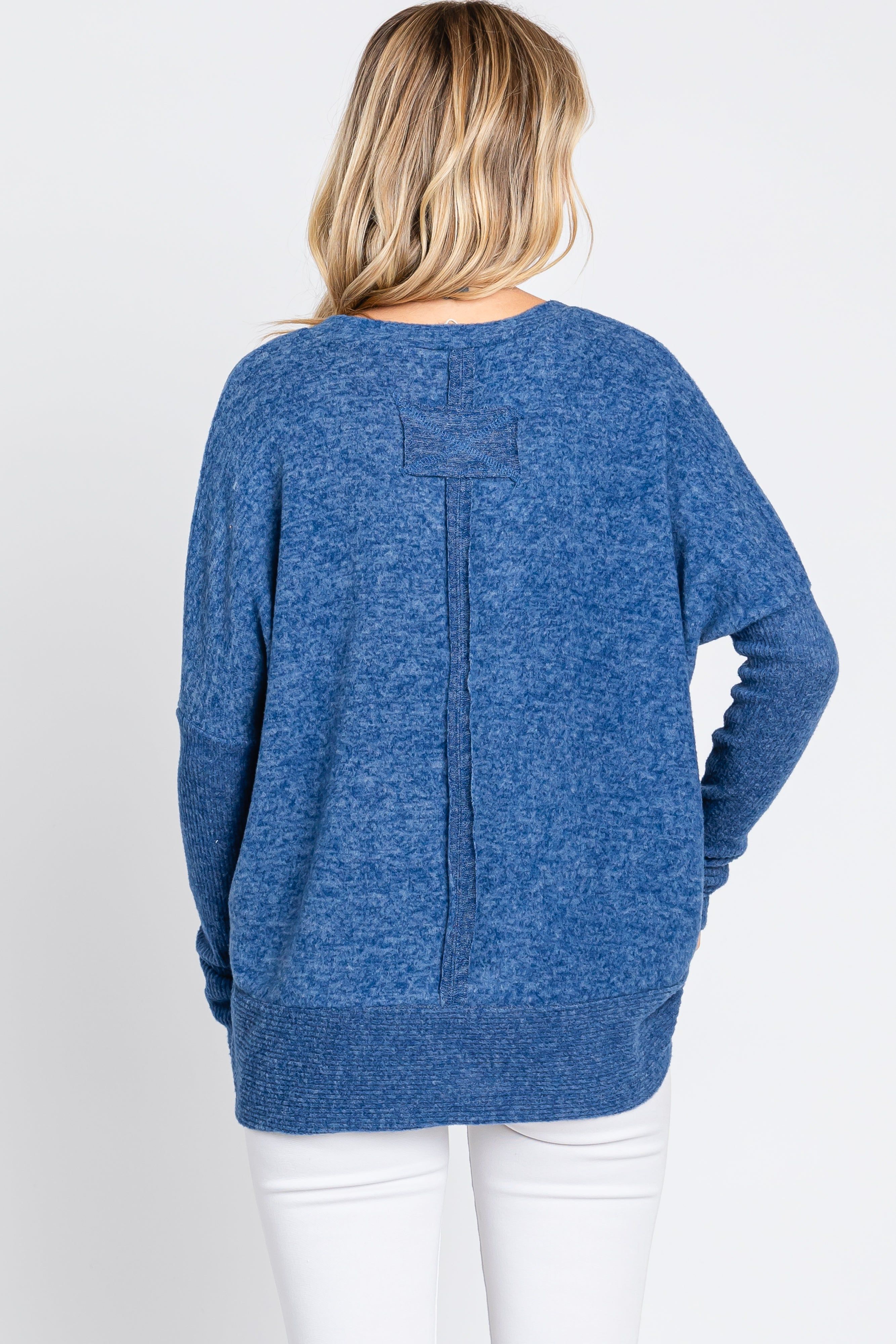 Navy Heather Brushed Knit Top sold by Pinkblush product image thumbnail 3