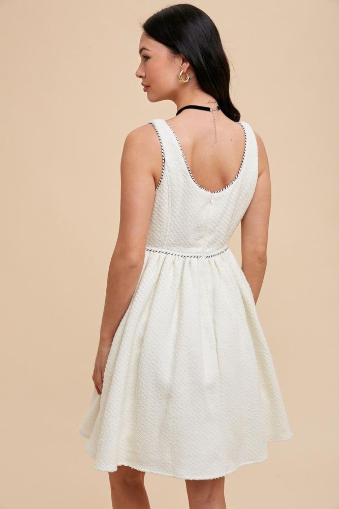Ivory Tweed Puff Mini Dress sold by Pinkblush product image thumbnail 3