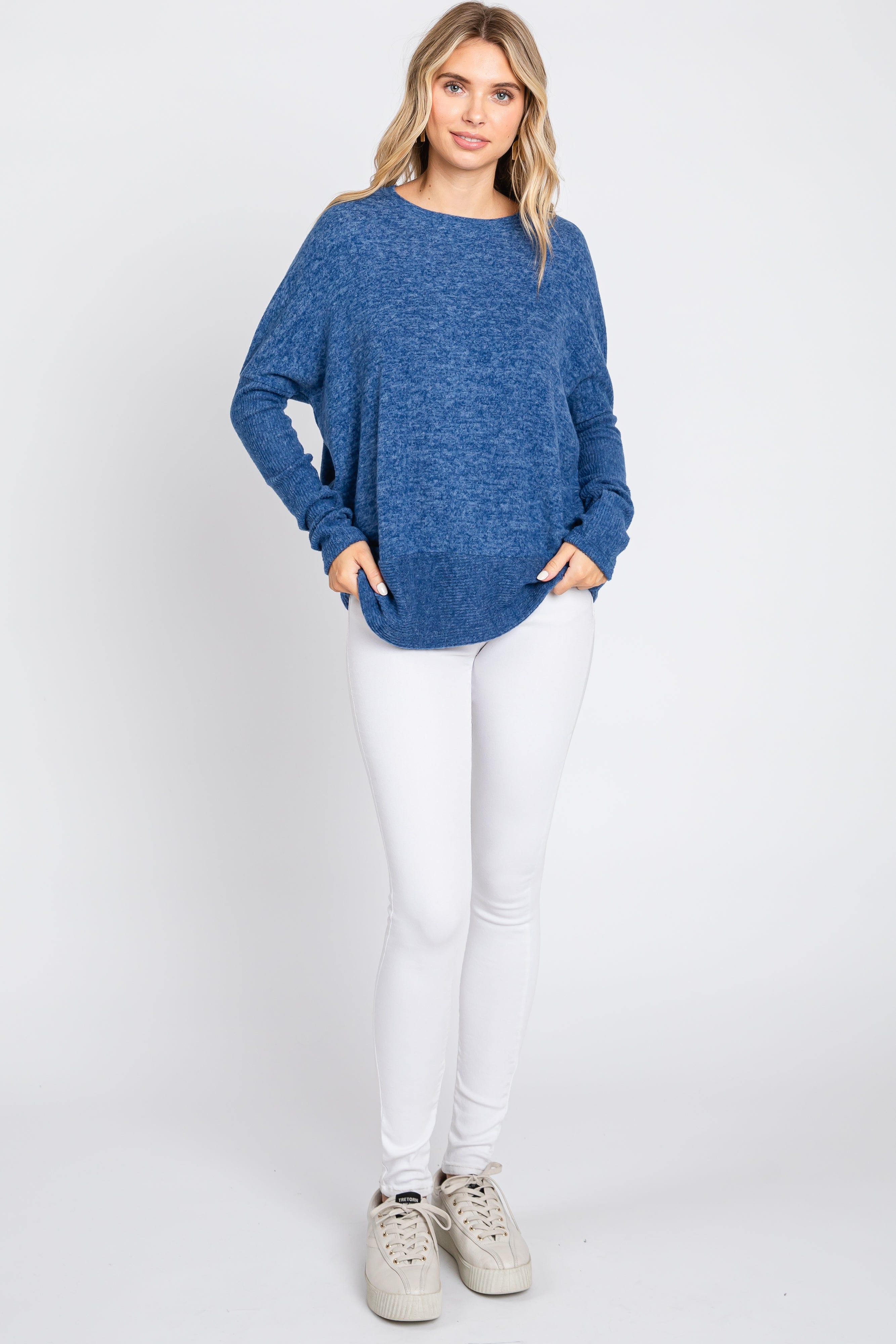 Navy Heather Brushed Knit Top sold by Pinkblush product image thumbnail 4