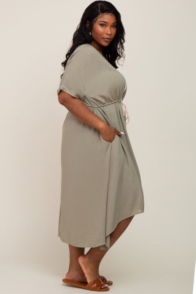 Olive Short Dolman Sleeve Hi-Low Plus Cover Up sold by Pinkblush product image thumbnail 2