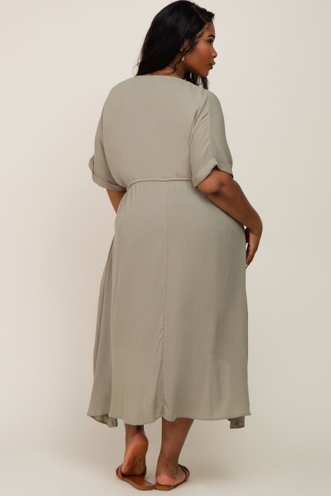 Olive Short Dolman Sleeve Hi-Low Plus Cover Up sold by Pinkblush product image thumbnail 3