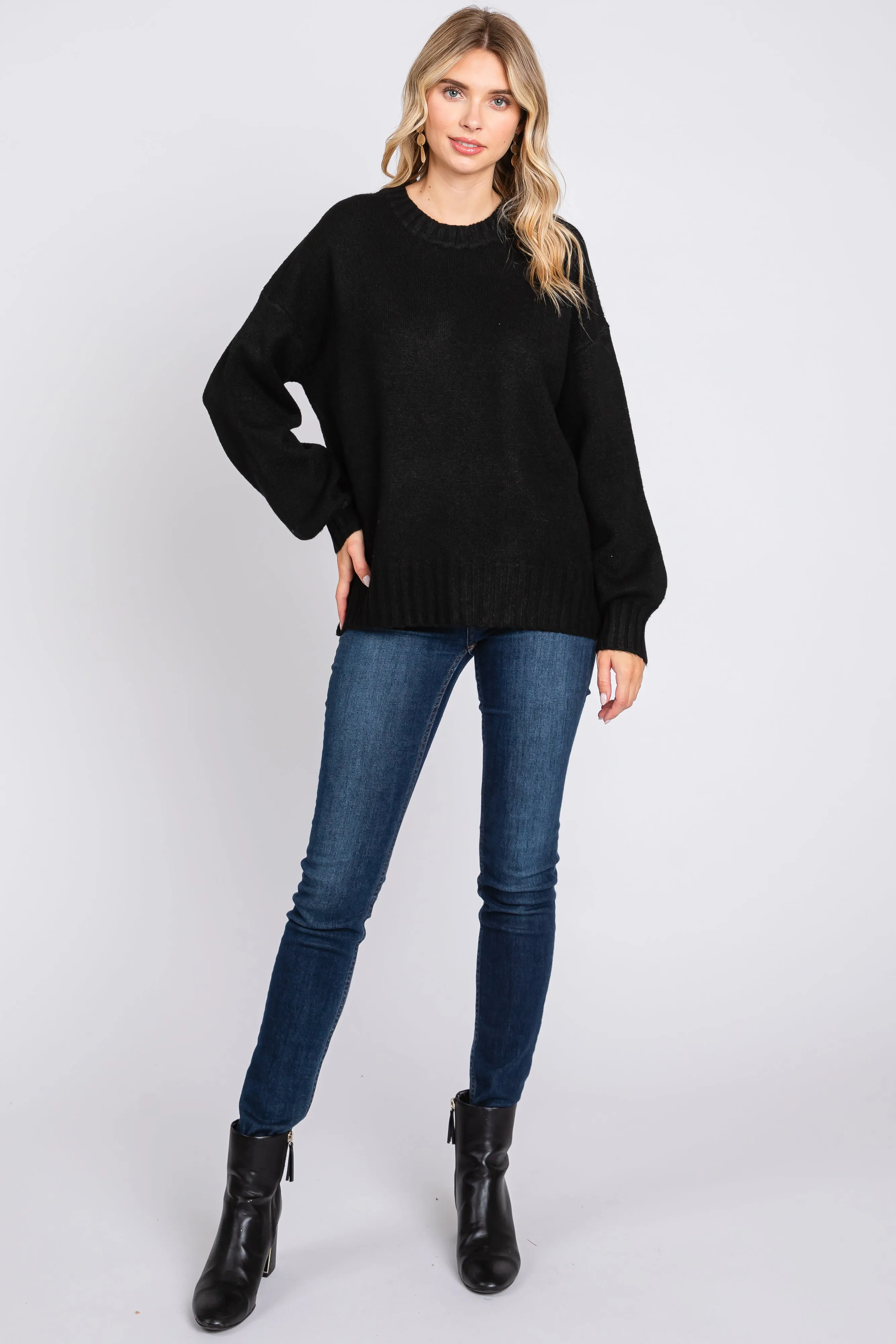 Black Ribbed Cuff Sweater sold by Pinkblush product image thumbnail 5