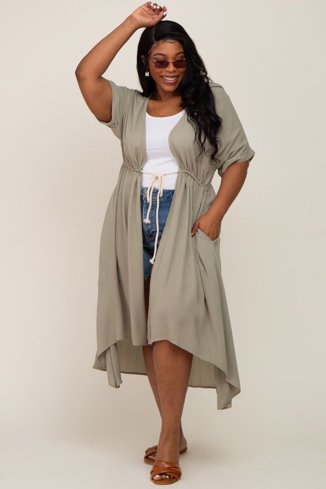 Olive Short Dolman Sleeve Hi-Low Plus Cover Up sold by Pinkblush product image thumbnail 4