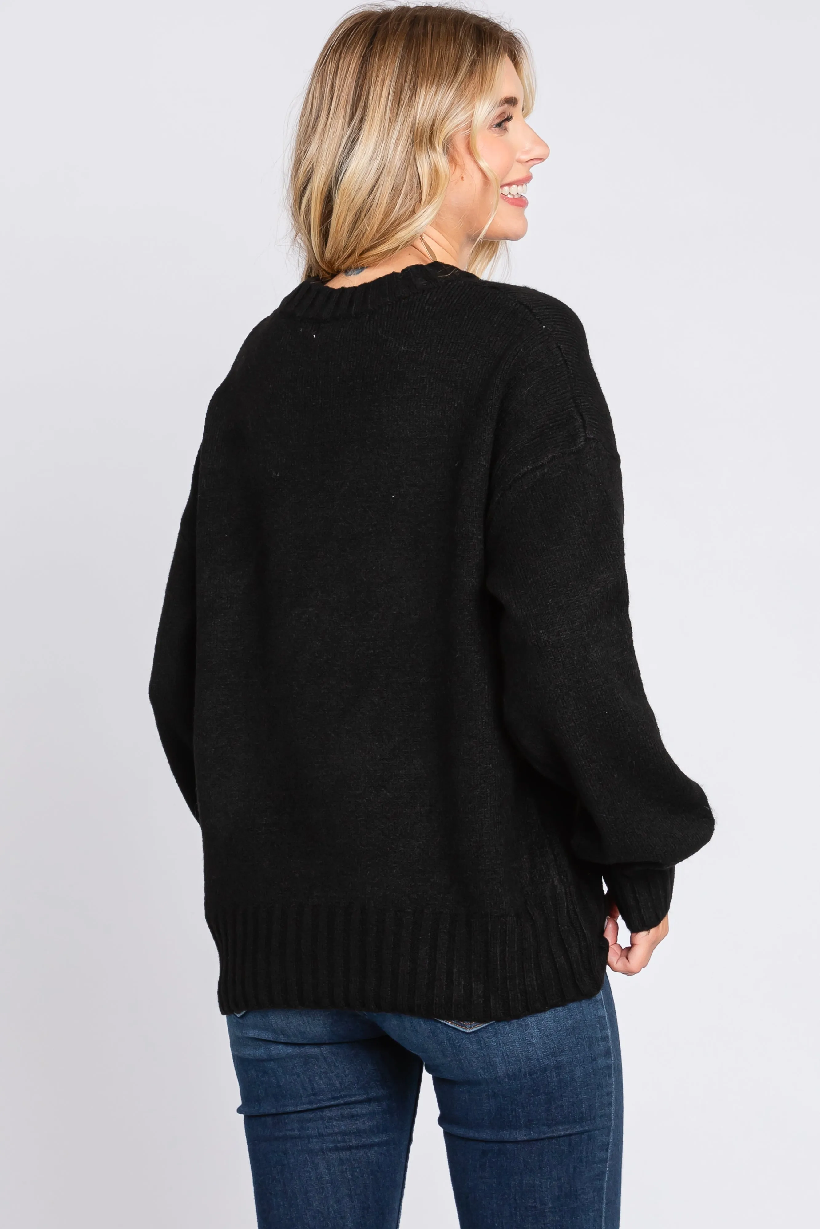 Black Ribbed Cuff Sweater sold by Pinkblush product image thumbnail 3