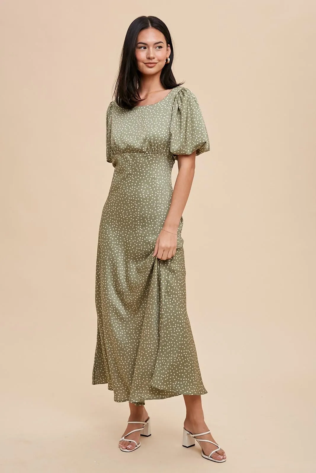 Eucalyptus Puff Sleeve Dress sold by Pinkblush