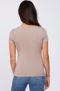 Taupe V-Neck Short Sleeve Top sold by Pinkblush