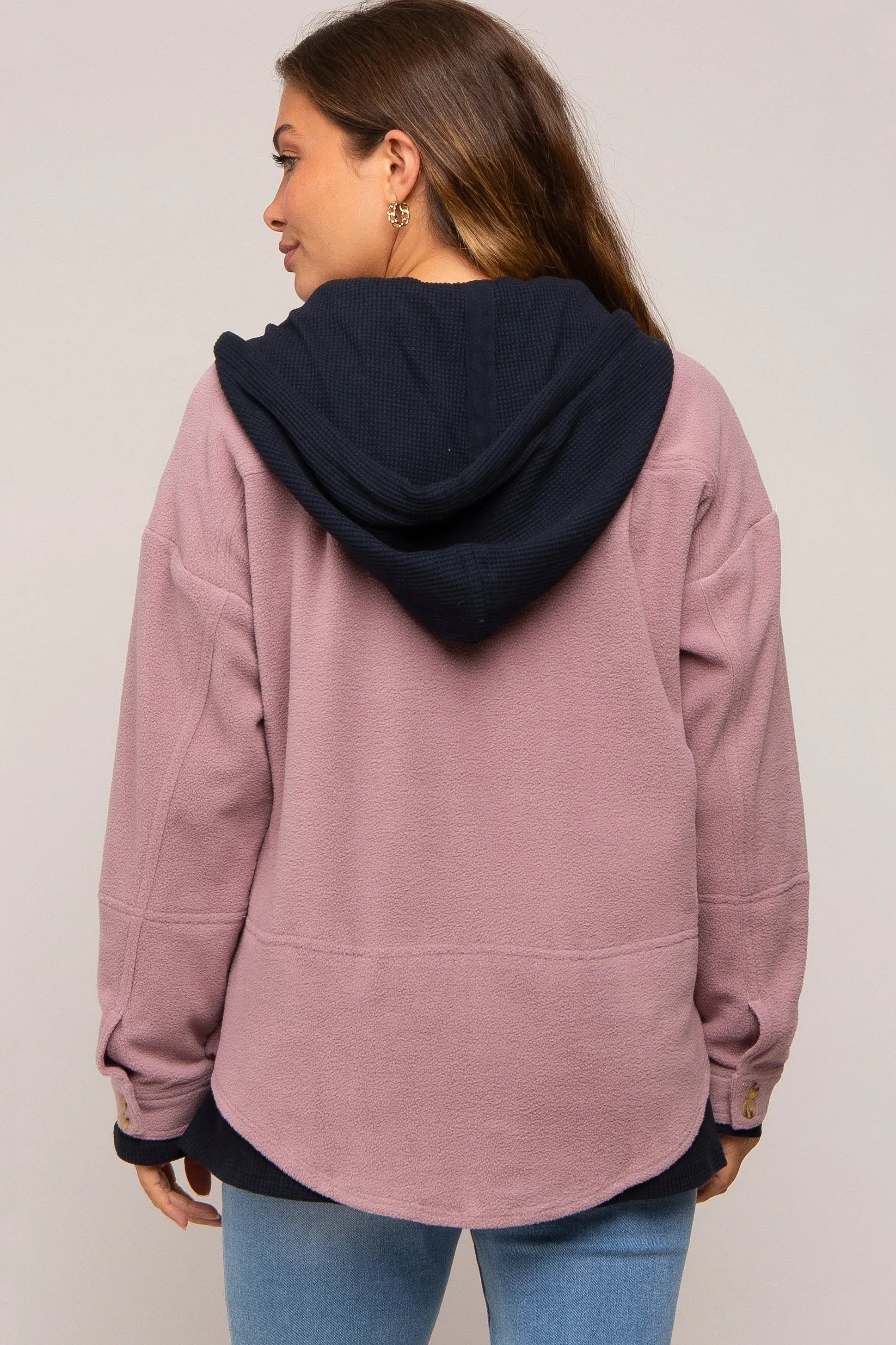 Mauve Soft Hooded Maternity Shacket sold by Pinkblush product image thumbnail 4