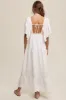 Ivory Deep V-Neck Flutter Sleeve Tiered Midi Dress sold by Pinkblush