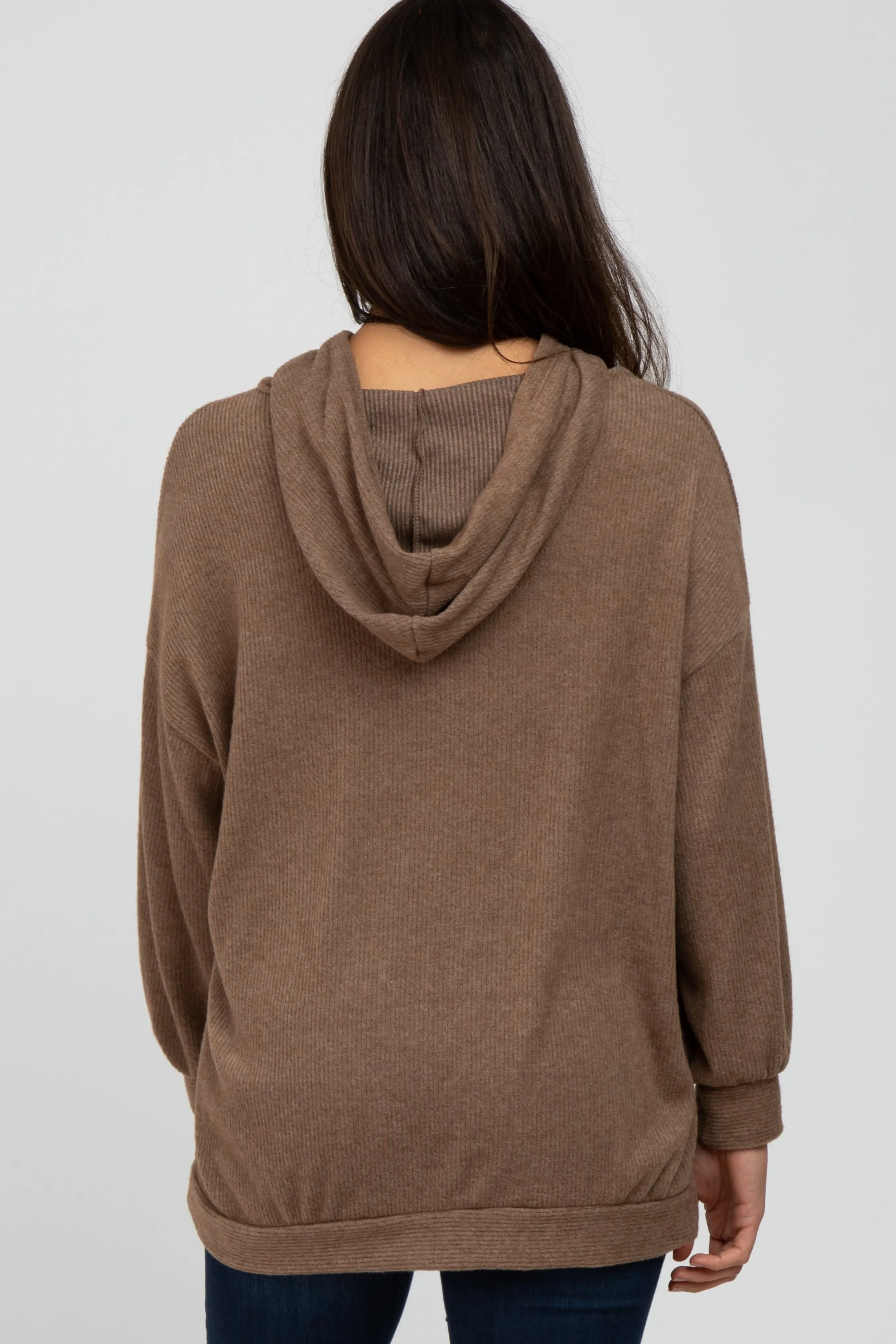 Mocha Brushed Ribbed Hooded Top sold by Pinkblush product image thumbnail 4