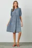 Blue Denim Button Front Short Puff Sleeve Dress sold by Pinkblush