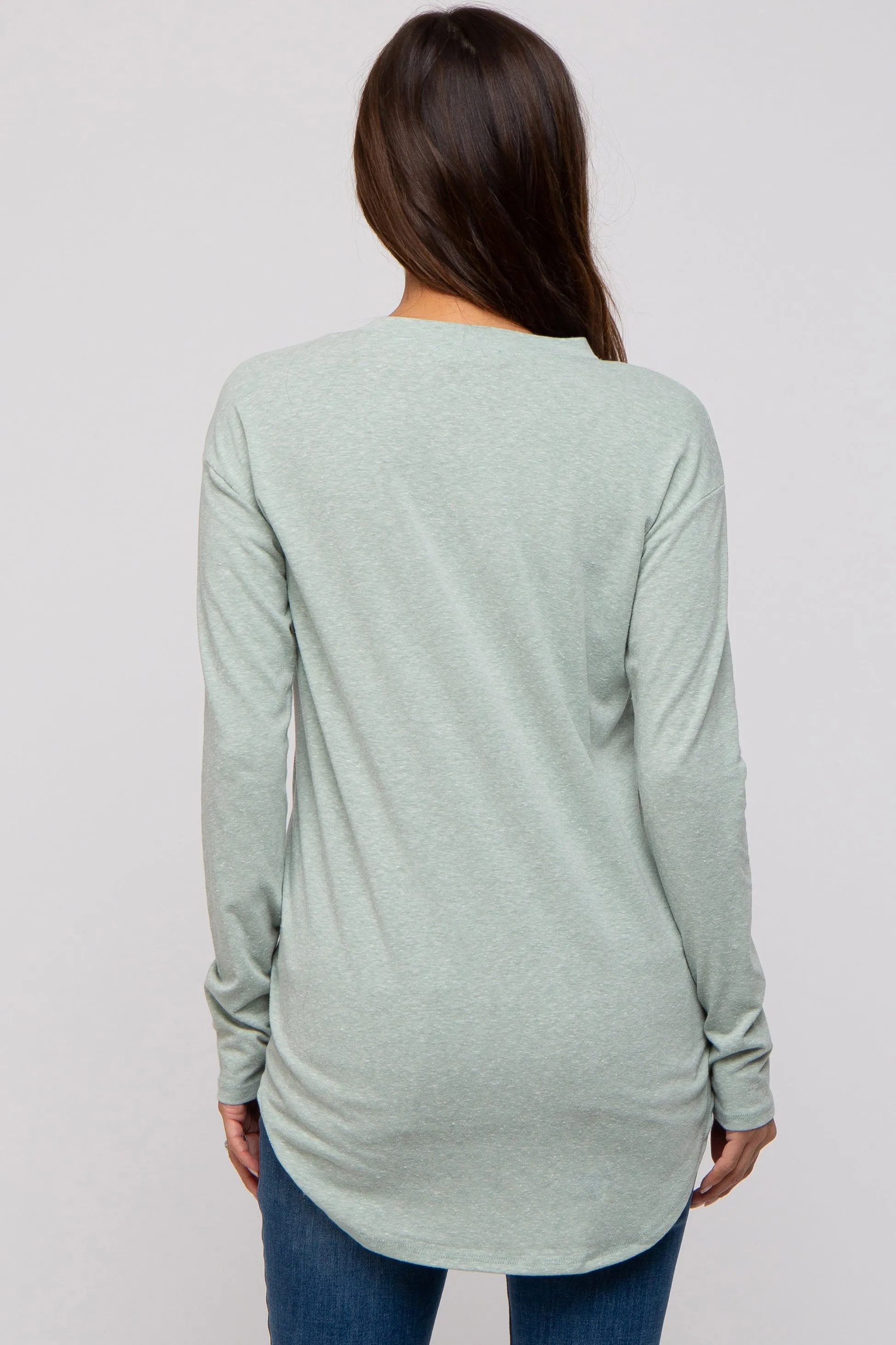 Mint Green Long Sleeve Curved Hem Maternity Top sold by Pinkblush product image thumbnail 3