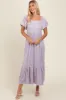 Lavender Floral Short Sleeve Maxi Dress sold by Pinkblush