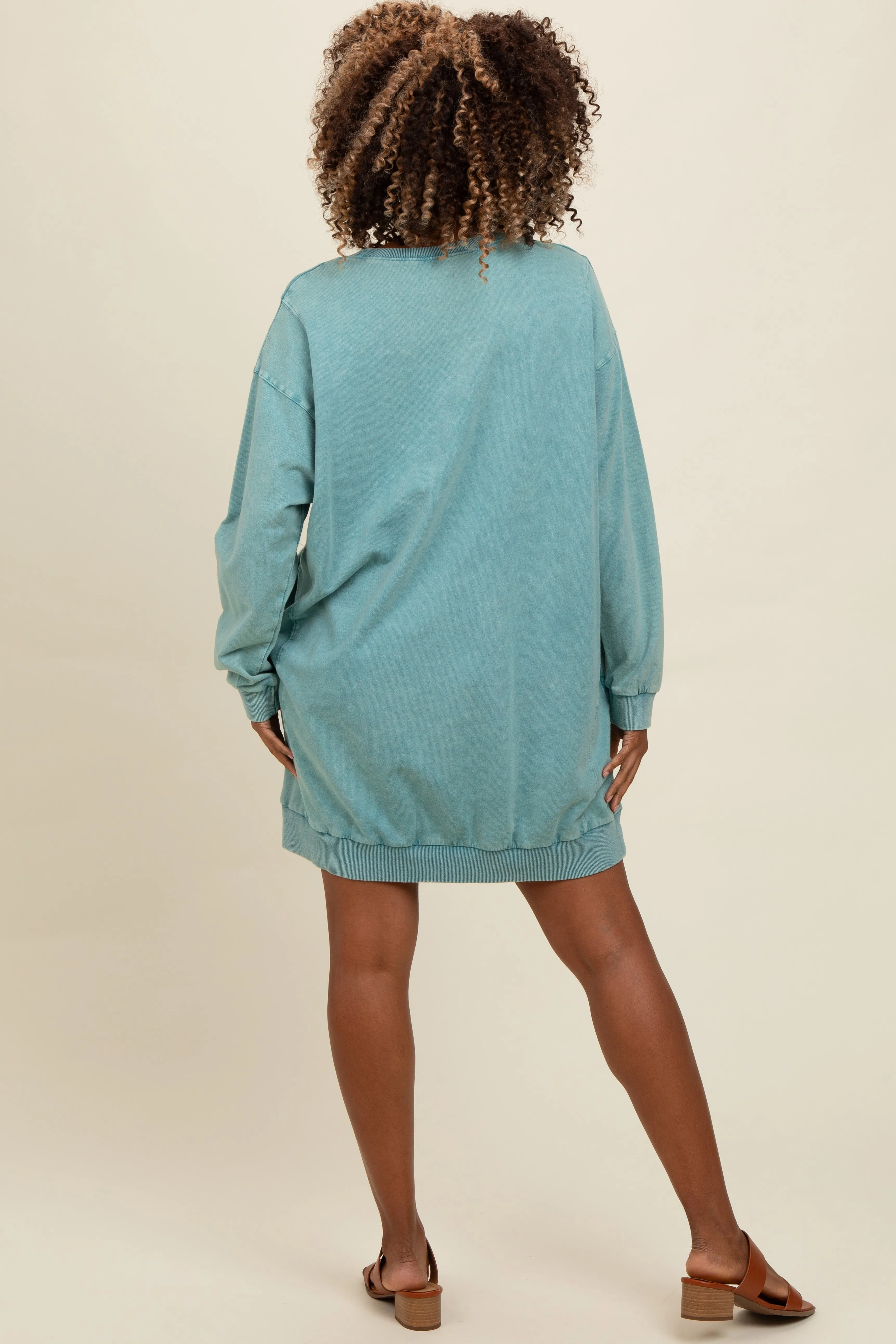 Teal Mineral Wash Sweatshirt Dress sold by Pinkblush product image thumbnail 3