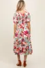 Cream Floral Puff Sleeve Maternity Midi Dress sold by Pinkblush