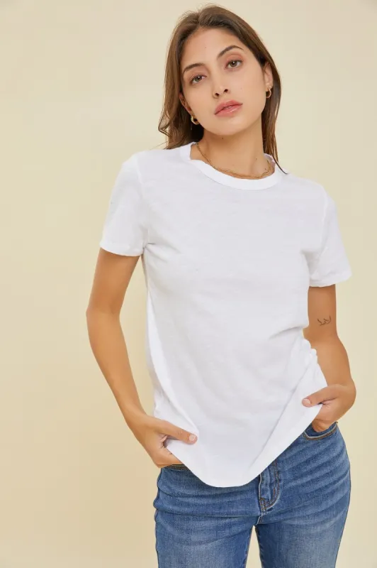 Ivory Slub Knit Cropped T-Shirt sold by Pinkblush
