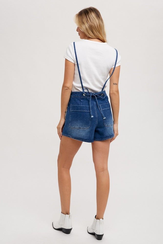 Medium Wash Denim Overall Shorts sold by Pinkblush product image thumbnail 5