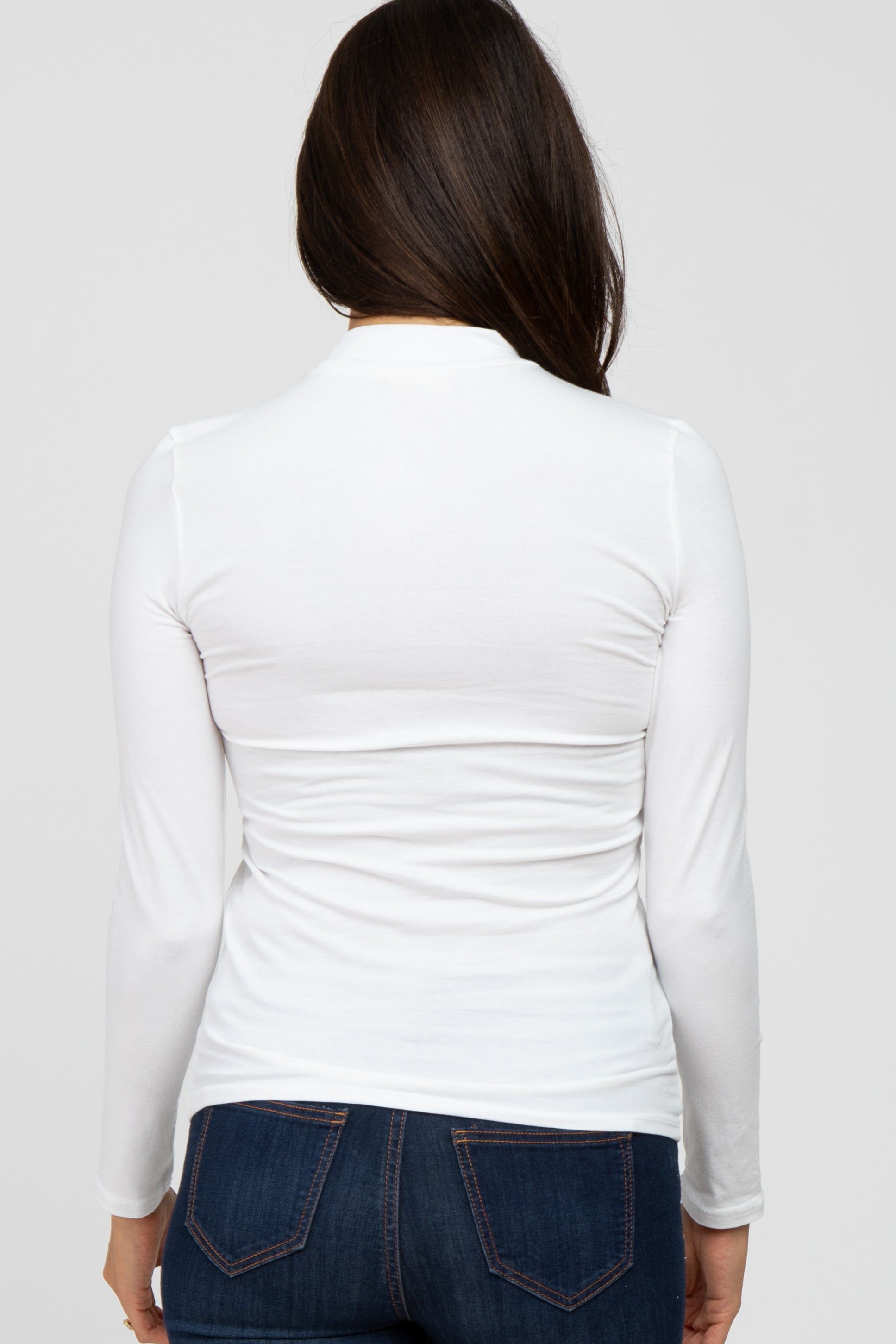 White Fitted Mock Neck Long Sleeve Top sold by Pinkblush product image thumbnail 4