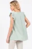 Mint Swiss Dot Flutter Sleeve V-Neck Top sold by Pinkblush