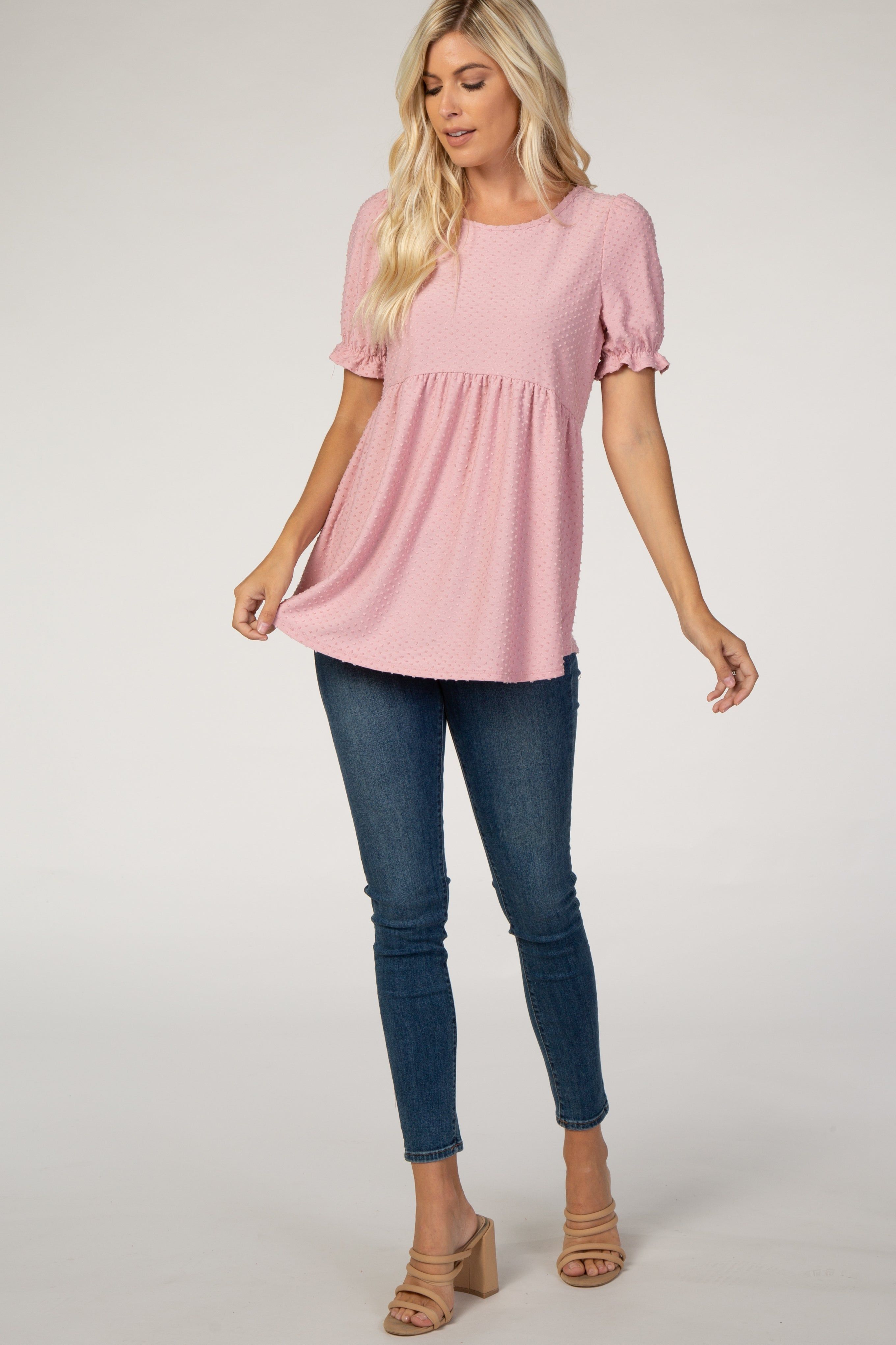 PinkBlush Pink Swiss Dot Babydoll Blouse sold by Pinkblush product image thumbnail 2