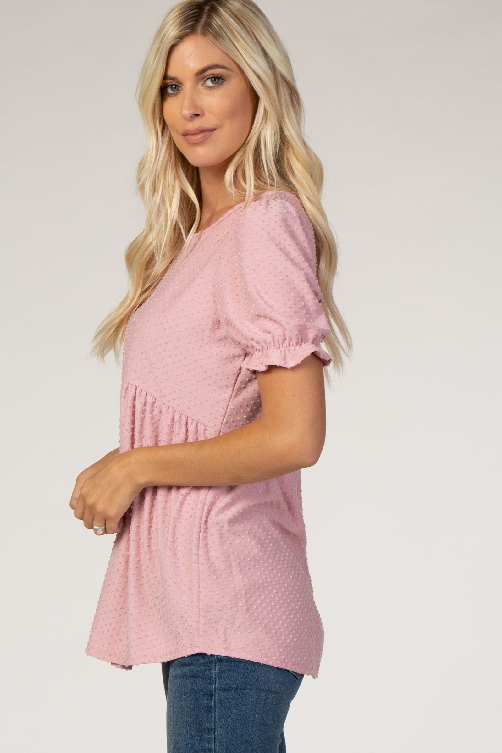 PinkBlush Pink Swiss Dot Babydoll Blouse sold by Pinkblush product image thumbnail 3