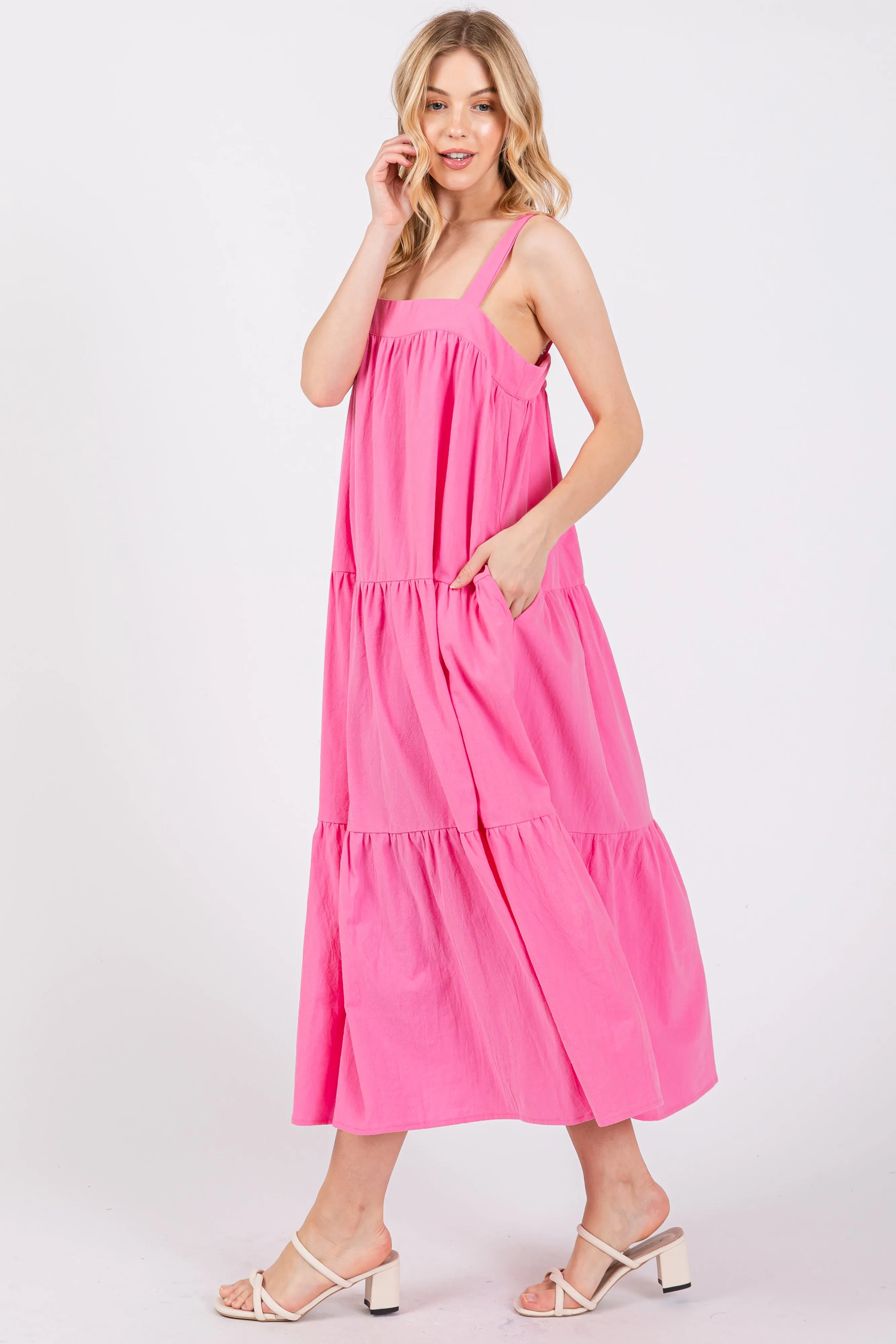 Pink Tiered Midi Dress sold by Pinkblush product image thumbnail 2