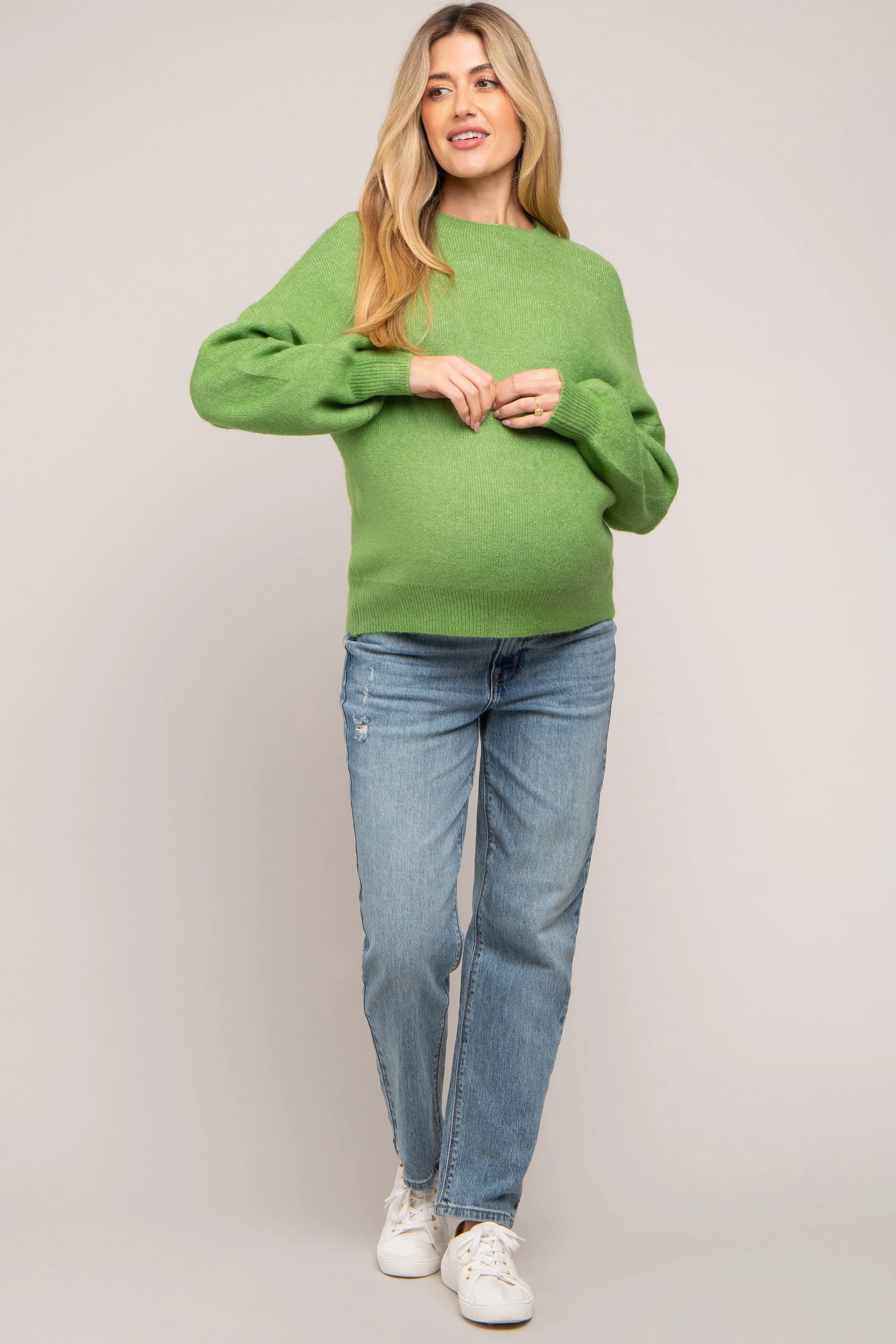 Green Bubble Sleeve Maternity Sweater sold by Pinkblush product image thumbnail 4