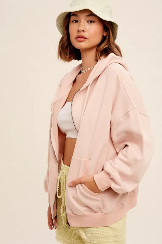 Light Pink Zipper Hooded Jacket sold by Pinkblush