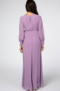 Violet Chiffon Long Sleeve Pleated Maxi Dress sold by Pinkblush