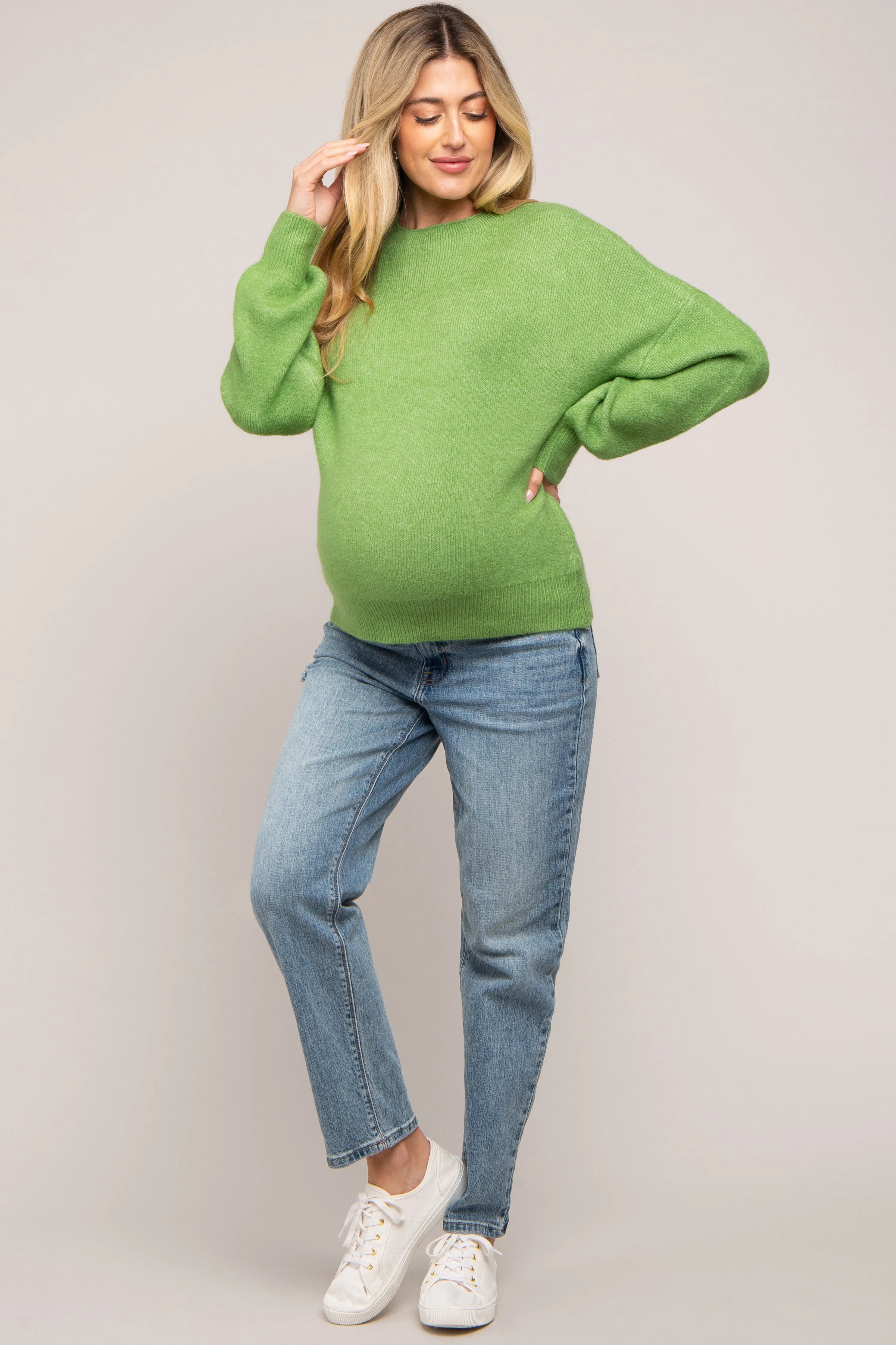 Green Bubble Sleeve Maternity Sweater sold by Pinkblush product image thumbnail 5