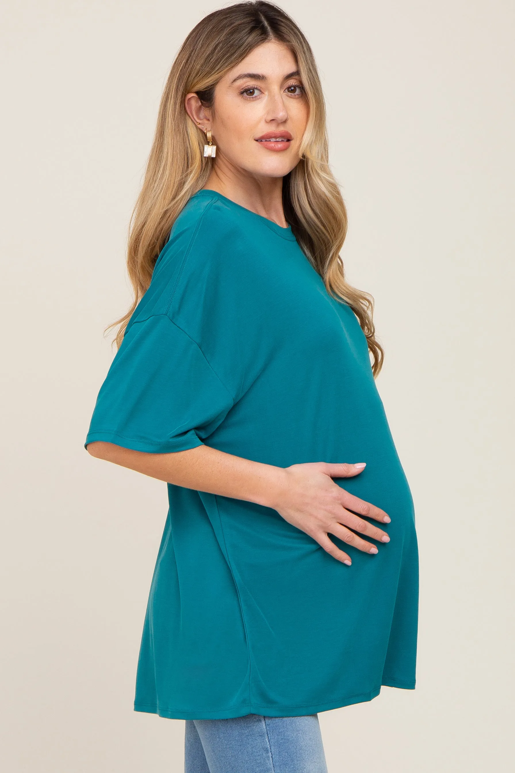 Teal Basic Oversized Maternity T-Shirt sold by Pinkblush product image thumbnail 2