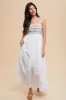 Multi-Color Floral Embroidered Lace-Up Back Maxi Dress sold by Pinkblush