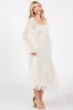 Cream Mesh Tiered Long Sleeve Maxi Dress sold by Pinkblush