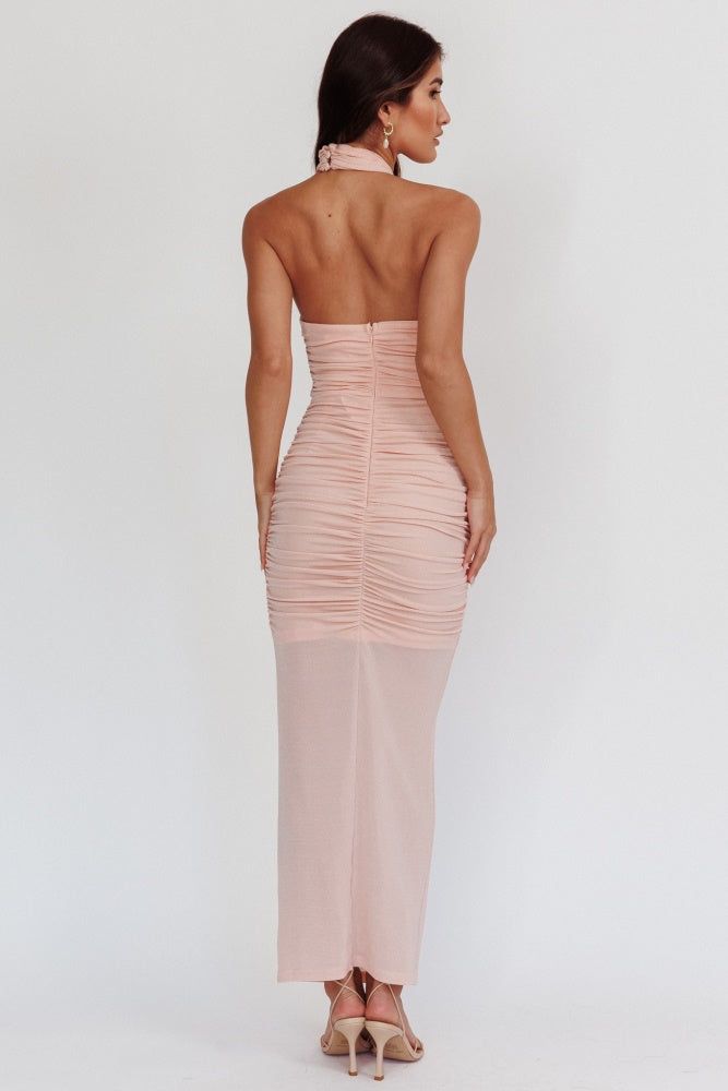 Pink Sleeveless Halterneck Twist Maxi Dress sold by Pinkblush product image thumbnail 2